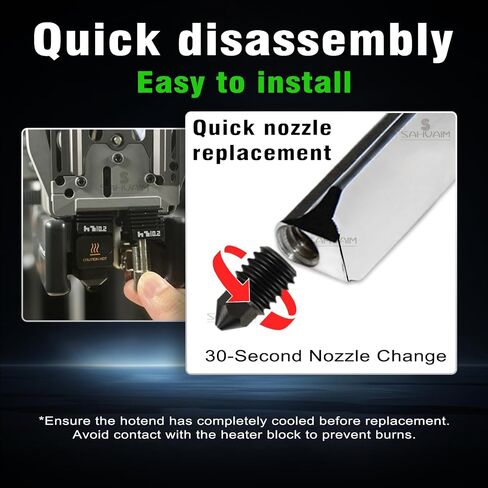 2Pcs Bamboo H2D/H2S/H2C/P2S Hotend with 0.4MM Hardened Steel Nozzle,High Speed ​​Precision and Direct Replacement Extruder Print Head for Bambu Lab H2/P2S 3D Printer Accessories in Kuwait