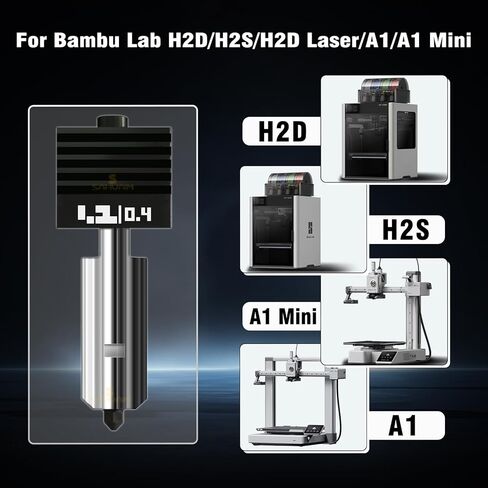 2Pcs Bamboo H2D/H2S/H2C/P2S Hotend with 0.4MM Hardened Steel Nozzle,High Speed ​​Precision and Direct Replacement Extruder Print Head for Bambu Lab H2/P2S 3D Printer Accessories in Kuwait