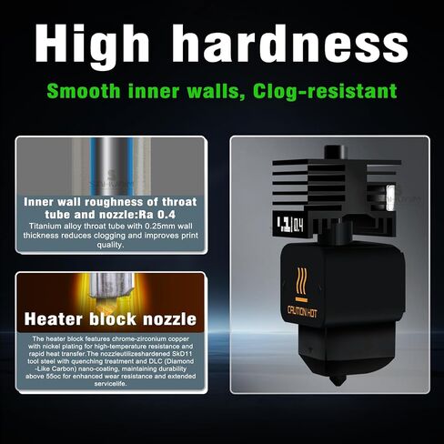 2Pcs Bamboo H2D/H2S/H2C/P2S Hotend with 0.4MM Hardened Steel Nozzle,High Speed ​​Precision and Direct Replacement Extruder Print Head for Bambu Lab H2/P2S 3D Printer Accessories in Kuwait