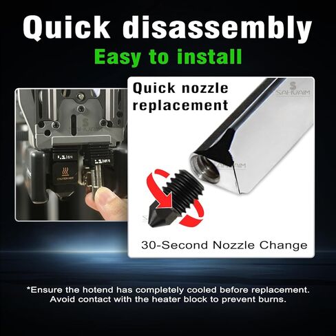 2Pcs Bamboo H2D/H2S/H2C/P2S Hotend with 0.4MM Hardened Steel Nozzle,High Speed ​​Precision and Direct Replacement Extruder Print Head for Bambu Lab H2/P2S 3D Printer Accessories in Kuwait