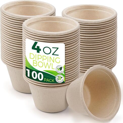 9oz Small Paper Bowls [100-Pack], Heavy Duty Disposable Bowls Perfect for Ice Cream,Fruits and Snacks, 100% Compostable Sample Bowls and Eco-Friendly Made from Bagasse in Saudi Arabia
