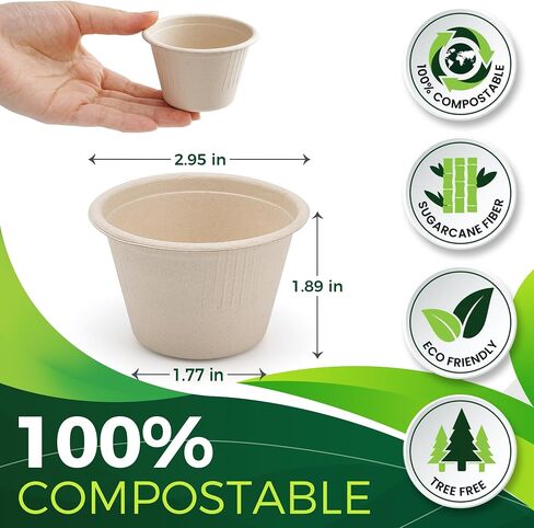 9oz Small Paper Bowls [100-Pack], Heavy Duty Disposable Bowls Perfect for Ice Cream,Fruits and Snacks, 100% Compostable Sample Bowls and Eco-Friendly Made from Bagasse in Saudi Arabia