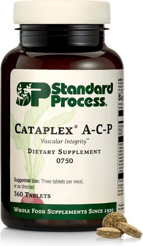 Standard Process Cataplex A-C-P Heart Health, Gum Health, Immune Support, and Vascular Supplement with Vitamin C, Magnesium Citrate, Nutritional Yeast, Vitamin A, Reishi Mushroom Powder - 180 Tablets in Saudi Arabia