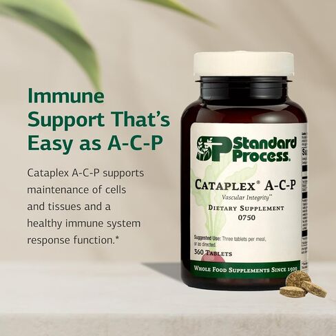 Standard Process Cataplex A-C-P Heart Health, Gum Health, Immune Support, and Vascular Supplement with Vitamin C, Magnesium Citrate, Nutritional Yeast, Vitamin A, Reishi Mushroom Powder - 180 Tablets in Saudi Arabia