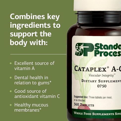 Standard Process Cataplex A-C-P Heart Health, Gum Health, Immune Support, and Vascular Supplement with Vitamin C, Magnesium Citrate, Nutritional Yeast, Vitamin A, Reishi Mushroom Powder - 180 Tablets in Saudi Arabia