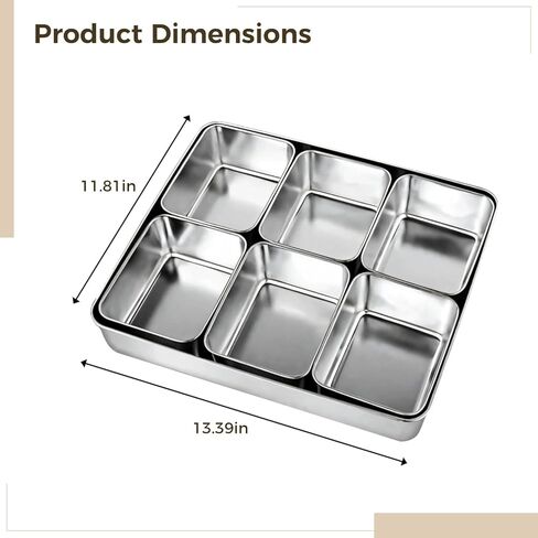 Homaisson 6 PCS Stainless Steel Condiment Boxes, Spice Container Set with Tray & Lid, Condiment Organizer with Spoons in Saudi Arabia