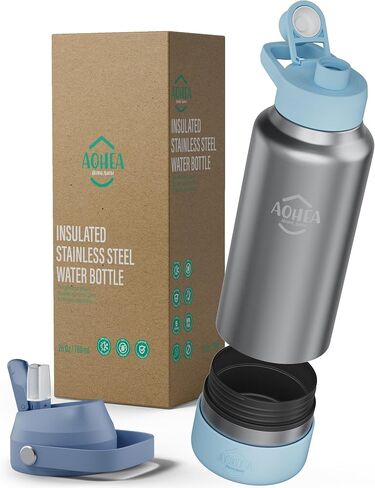 32 أوقية （26+6） أوقية زجاجة ماء معزولة مع قش وتخزين مخفي （6oz） ، زجاجة مياه رياضية مزدوجة الفولاذ المقاوم للصدأ مع اثنين من الأغطية للتخييم في الصالة الرياضية (الوردي) in Saudi Arabia