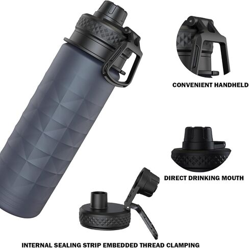 Collapsible Water Bottles, BPA Free 700ml/24oz Silicone Foldable Water Bottle, Portable Sport Water Bottle for Travel Camping Hiking Cycling Yoga Outdoor Adventures (Grey) in Saudi Arabia