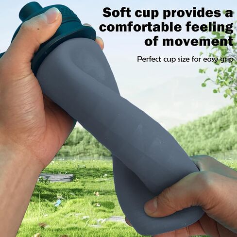 Collapsible Water Bottles, BPA Free 700ml/24oz Silicone Foldable Water Bottle, Portable Sport Water Bottle for Travel Camping Hiking Cycling Yoga Outdoor Adventures (Grey) in Saudi Arabia