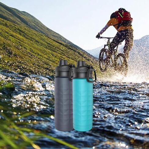 Collapsible Water Bottles, BPA Free 700ml/24oz Silicone Foldable Water Bottle, Portable Sport Water Bottle for Travel Camping Hiking Cycling Yoga Outdoor Adventures (Grey) in Saudi Arabia