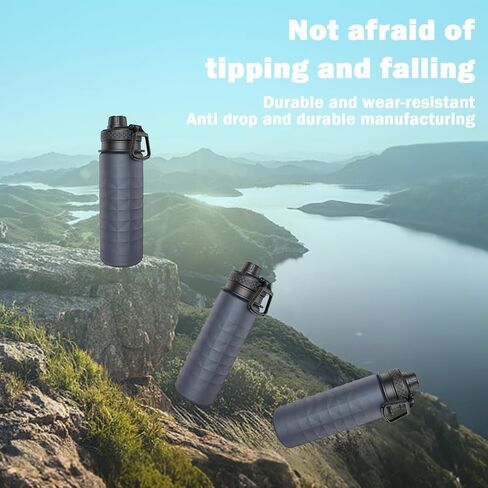 Collapsible Water Bottles, BPA Free 700ml/24oz Silicone Foldable Water Bottle, Portable Sport Water Bottle for Travel Camping Hiking Cycling Yoga Outdoor Adventures (Grey) in Saudi Arabia