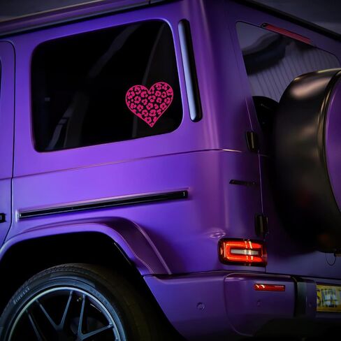 Leopard Print Heart Decal Vinyl Sticker Auto Car Truck Wall Captop | الساخن الوردي | 5.5 "× 5.5" in Saudi Arabia