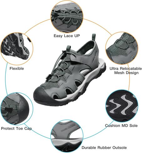 CAMEL CROWN Men's Hiking Sandals Waterproof Walking Sandals Closed Toe Athletic Sport Arch Support Summer Outdoor in Kuwait