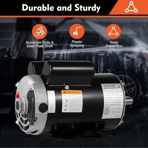 5 HP, 3450 RPM, 208-230 Volt, 60hz, Compressor Electric Motor 7/8" Shaft, 143/5T Frame, Single Phase Air Compressor Motor in Saudi Arabia