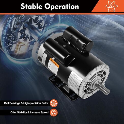 5 HP, 3450 RPM, 208-230 Volt, 60hz, Compressor Electric Motor 7/8" Shaft, 143/5T Frame, Single Phase Air Compressor Motor in Saudi Arabia