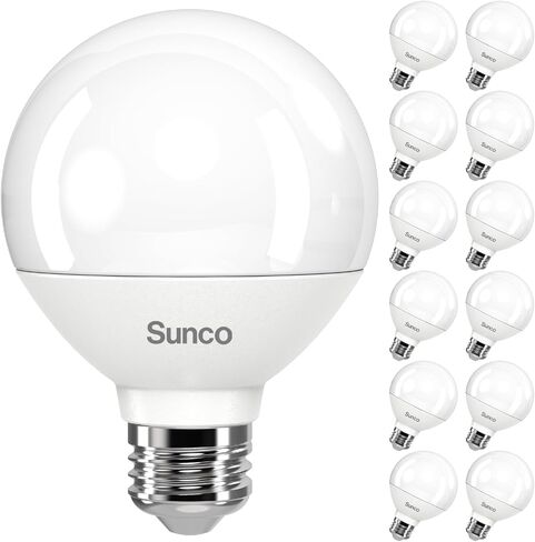 Sunco 12 Pack G25 LED Light Bulbs, Globe Vanity Lights for Bathroom High Output, 1000 LM, 11W (100W Equivalent), 5000K Daylight, Dimmable, E26 Base, Round Frosted Decorative Bulb UL. in Kuwait