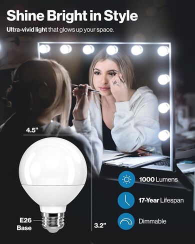 Sunco 12 Pack G25 LED Light Bulbs, Globe Vanity Lights for Bathroom High Output, 1000 LM, 11W (100W Equivalent), 5000K Daylight, Dimmable, E26 Base, Round Frosted Decorative Bulb UL. in Kuwait