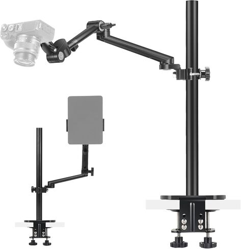 NEEWER Desk Stand with 2 Telescopic Boom Arms Phone Holder for Mic Camera Webcam Ring Light, Desktop Overhead Microphone Mount with C Clamp, Ball Heads, Screw Adapter, Cleaning Cloth, TL253A+DS001 in Saudi Arabia