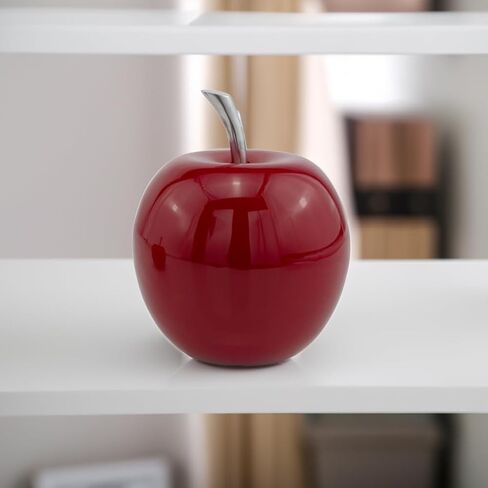 Modern Day Accents 3962 Red Small Manzano Rojo, Apple, Fruit, Tabletop, Accents, Transitional, Teacher, School, Décor, Desk, Silver Stem, Aluminum, L x 4.5" W x 6" H in Kuwait