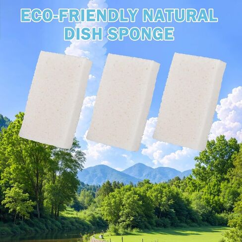 YoleShy White Sponges Kitchen 10 Pack Natural Compressed Cellulose Sponges for Dishes Non Scratch for Household Cookware Bathroom Cars Soft Super Absorbent Reusable in Kuwait