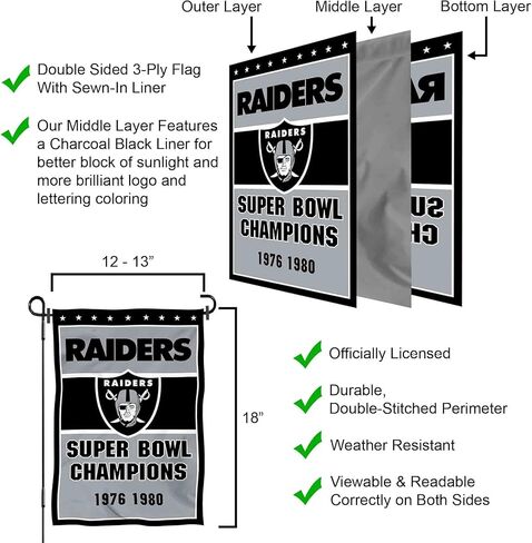 لاس فيجاس رايدرز 2 Time Super Bowl Champions Double -Side Garden Flag in Kuwait
