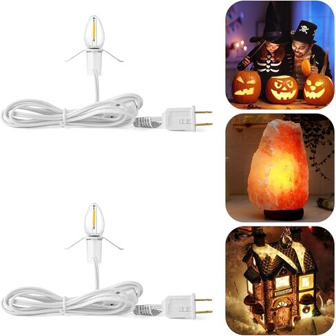 سلك ملحق مونارد مع مصباح مصباح C7 LED ، سلك 6 أقدام مع مفتاح التشغيل/إيقاف تشغيله لمنزل قرية عيد الميلاد ، قرع الهالوين ، قالب ضربة ، أضواء ليلية ، أشجار الخزف العطل ، مشاريع حرفية ، 2 عبوة in Kuwait