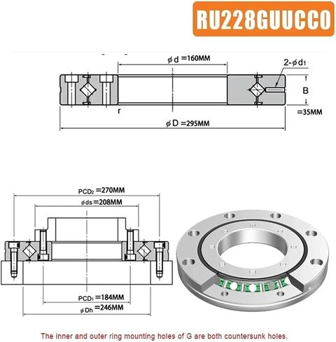 1PC Crossed Roller Bearing RU178 RU228 RU297 RU445 Rotational P5/P4 Cross Bearing Large Size(RU297-X) in Kuwait