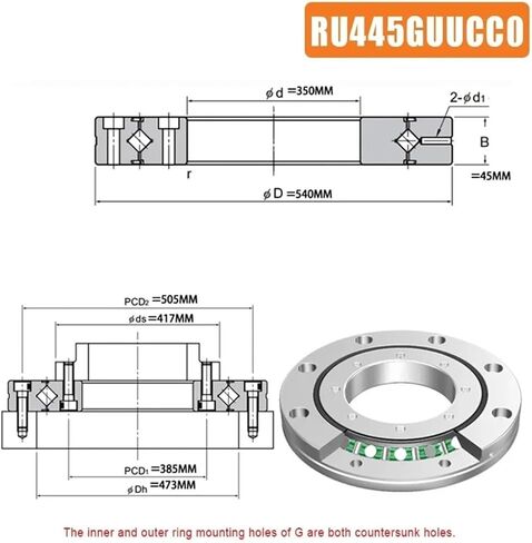 1PC Crossed Roller Bearing RU178 RU228 RU297 RU445 Rotational P5/P4 Cross Bearing Large Size(RU297-X) in Kuwait