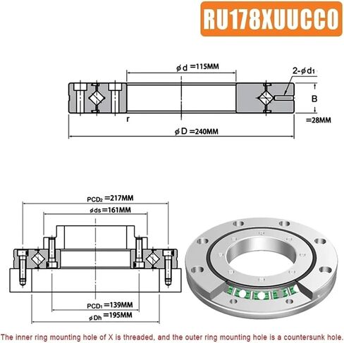1PC Crossed Roller Bearing RU178 RU228 RU297 RU445 Rotational P5/P4 Cross Bearing Large Size(RU297-X) in Kuwait