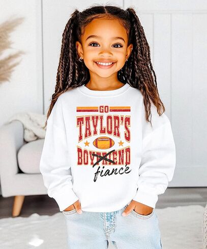 Olive Loves Apple Go Taylor's Fiance Crossed Out Boyfriend Sweatshirt for Women, Teens & Kids Football Sweater in Saudi Arabia