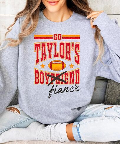 Olive Loves Apple Go Taylor's Fiance Crossed Out Boyfriend Sweatshirt for Women, Teens & Kids Football Sweater in Saudi Arabia