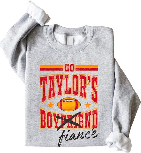 Olive Loves Apple Go Taylor's Fiance Crossed Out Boyfriend Sweatshirt for Women, Teens & Kids Football Sweater in Saudi Arabia