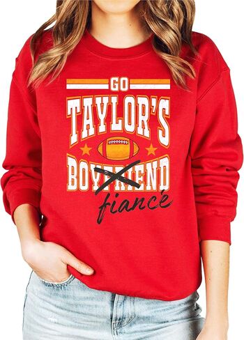 Olive Loves Apple Go Taylor's Fiance Crossed Out Boyfriend Sweatshirt for Women, Teens & Kids Football Sweater in Saudi Arabia