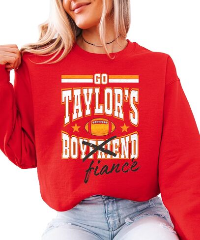 Olive Loves Apple Go Taylor's Fiance Crossed Out Boyfriend Sweatshirt for Women, Teens & Kids Football Sweater in Saudi Arabia