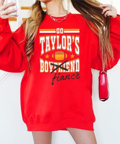 Olive Loves Apple Go Taylor's Fiance Crossed Out Boyfriend Sweatshirt for Women, Teens & Kids Football Sweater in Saudi Arabia