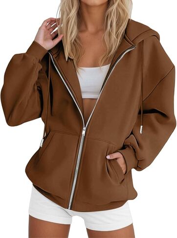 Zip Up Hoodie Women Sweatshirts ascertize 2025 خريف الشتاء الموضة طويلة الأكمام الطويلة خفيفة الوزن y2k مقنع in Kuwait