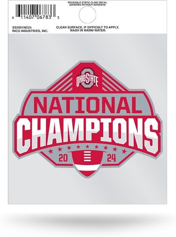 Rico Industries NCAA Ohio State Buckeyes 2025 National College Football Champions Small Static Cling in Saudi Arabia