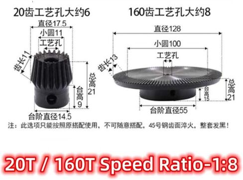 0.8M Series 20/40T 20/120T 20/140T 20/160T نسبة السرعة 1: 2 1: 6 1: 7: 8 ترس المظلة الدقيقة (20T-40T) in Kuwait