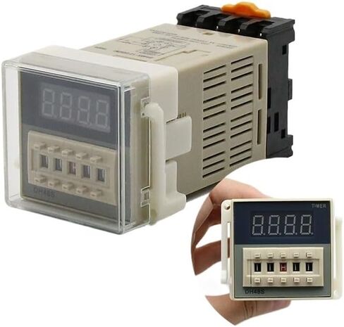DH48S-1Z Digital LED TIMER TIMER TIME SWITCH DH48S 0.01S-99H99M DIN RAIL AC110V 220V DC 12V 24V مع قاعدة المقبس (AC 110V) in Saudi Arabia