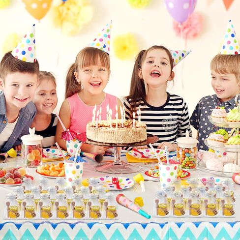 Aliggbent 48 Pack Mini Honey Jars Party Favors in Bulk, 1.5 oz Small Hexagon Glass Honey Jars with Dippers, Lids, Cute Stickers, Bee Charms, Gift Bags and Jute for Baby Showers, Weddings & Birthdays in Kuwait