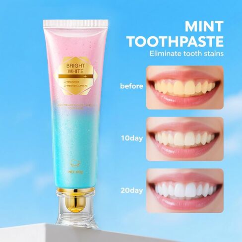 Niacinamide Whitening Toothpaste, Niacinamide Dazzling Toothpastes White, Niacinamide Toothpaste, Teeth Whitening, Toothpastes, Remove Tooth Stains, Gentle Mint, Fresh Breath, Deep Cleaning Care(1pcs) in Saudi Arabia
