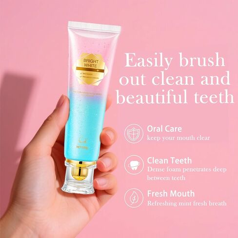 Niacinamide Whitening Toothpaste, Niacinamide Dazzling Toothpastes White, Niacinamide Toothpaste, Teeth Whitening, Toothpastes, Remove Tooth Stains, Gentle Mint, Fresh Breath, Deep Cleaning Care(1pcs) in Saudi Arabia