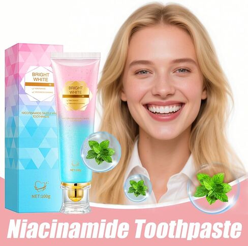 Niacinamide Whitening Toothpaste, Niacinamide Dazzling Toothpastes White, Niacinamide Toothpaste, Teeth Whitening, Toothpastes, Remove Tooth Stains, Gentle Mint, Fresh Breath, Deep Cleaning Care(1pcs) in Saudi Arabia