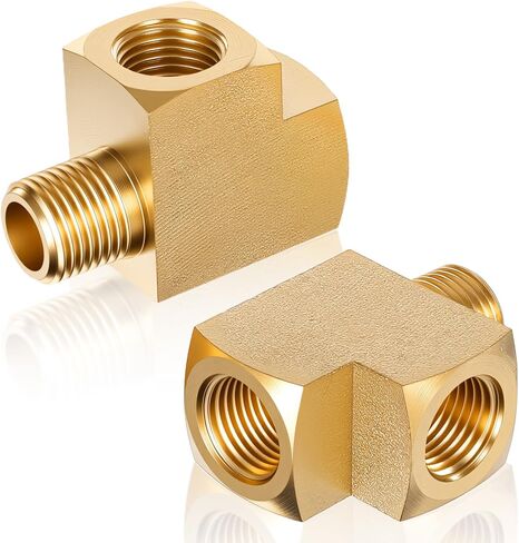 2 Pcs 1/8'' Npt Tee Barstock Street Tee Fittings 1/8" NPT Female Pipe to 1/8" Male Pipe to Female Pipes Fitting Metals Brass Barstock Street Pipes Hose Fitting in Saudi Arabia