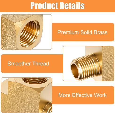 2 Pcs 1/8'' Npt Tee Barstock Street Tee Fittings 1/8" NPT Female Pipe to 1/8" Male Pipe to Female Pipes Fitting Metals Brass Barstock Street Pipes Hose Fitting in Saudi Arabia