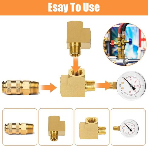 2 Pcs 1/8'' Npt Tee Barstock Street Tee Fittings 1/8" NPT Female Pipe to 1/8" Male Pipe to Female Pipes Fitting Metals Brass Barstock Street Pipes Hose Fitting in Saudi Arabia
