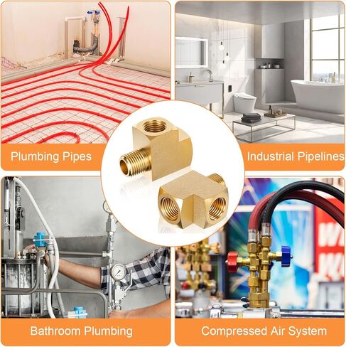 2 Pcs 1/8'' Npt Tee Barstock Street Tee Fittings 1/8" NPT Female Pipe to 1/8" Male Pipe to Female Pipes Fitting Metals Brass Barstock Street Pipes Hose Fitting in Saudi Arabia