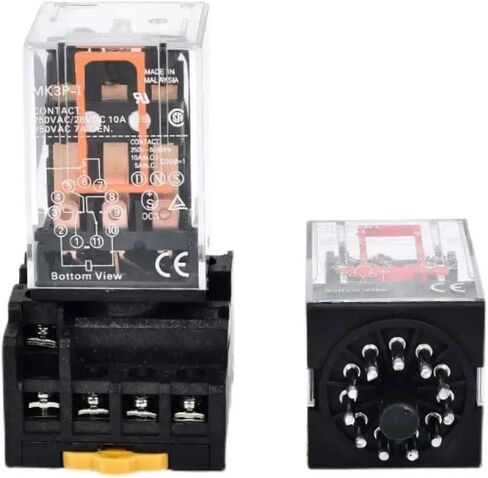5/10pcs الترحيل الوسيط MK2P-I MK3P-I 8P/11P لفائف النحاس الفضة التلامس التلامس الكهرومغناطيسي الصغير مع قاعدة DC24V AC220V (5 PCS ، 2P-IDC24V مع قاعدة) in Saudi Arabia