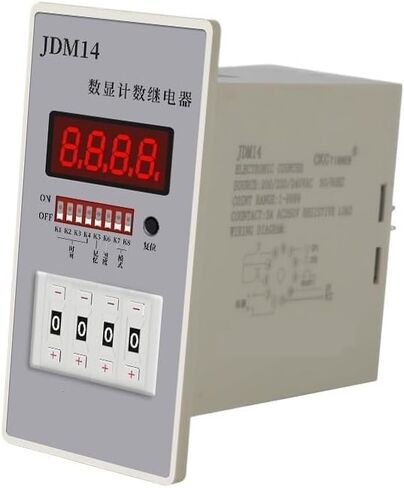 JDM14 Electronic Digital Counter Relay Power Failure Memory 12V/24V/220V 8PIN with Base Machinery Counter 1~9999 Resettable(12V) in Saudi Arabia