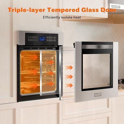 Empava 30" Electric Double Wall Oven Air Fryer Combo Convection Oven Built-in 10 Cooking Functions with LED Digital Display Convection Fan Touch Control in Stainless Steel EMPV-30WO05 in Saudi Arabia